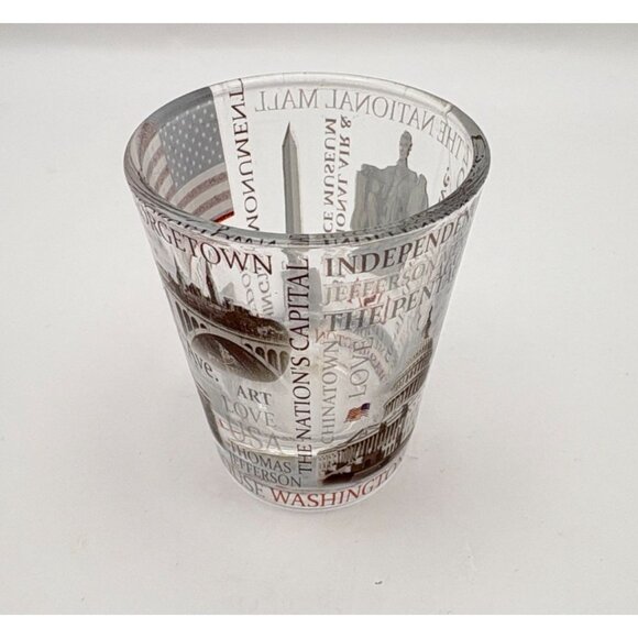Washington D C Souvenir Shot Glass American Flag Iconic City Landmarks Design - Picture 3 of 9
